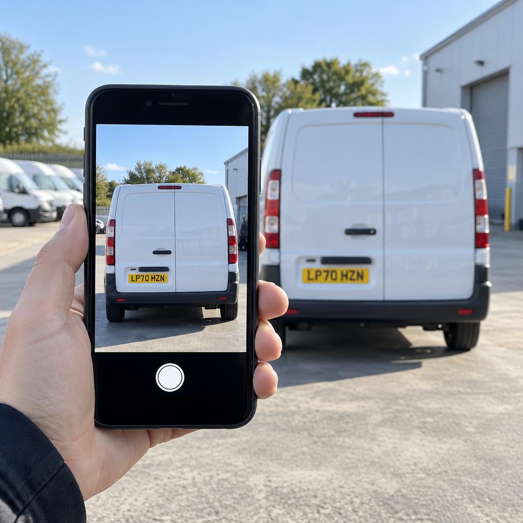 Phone photographing the sample LP70 HZN registration plate